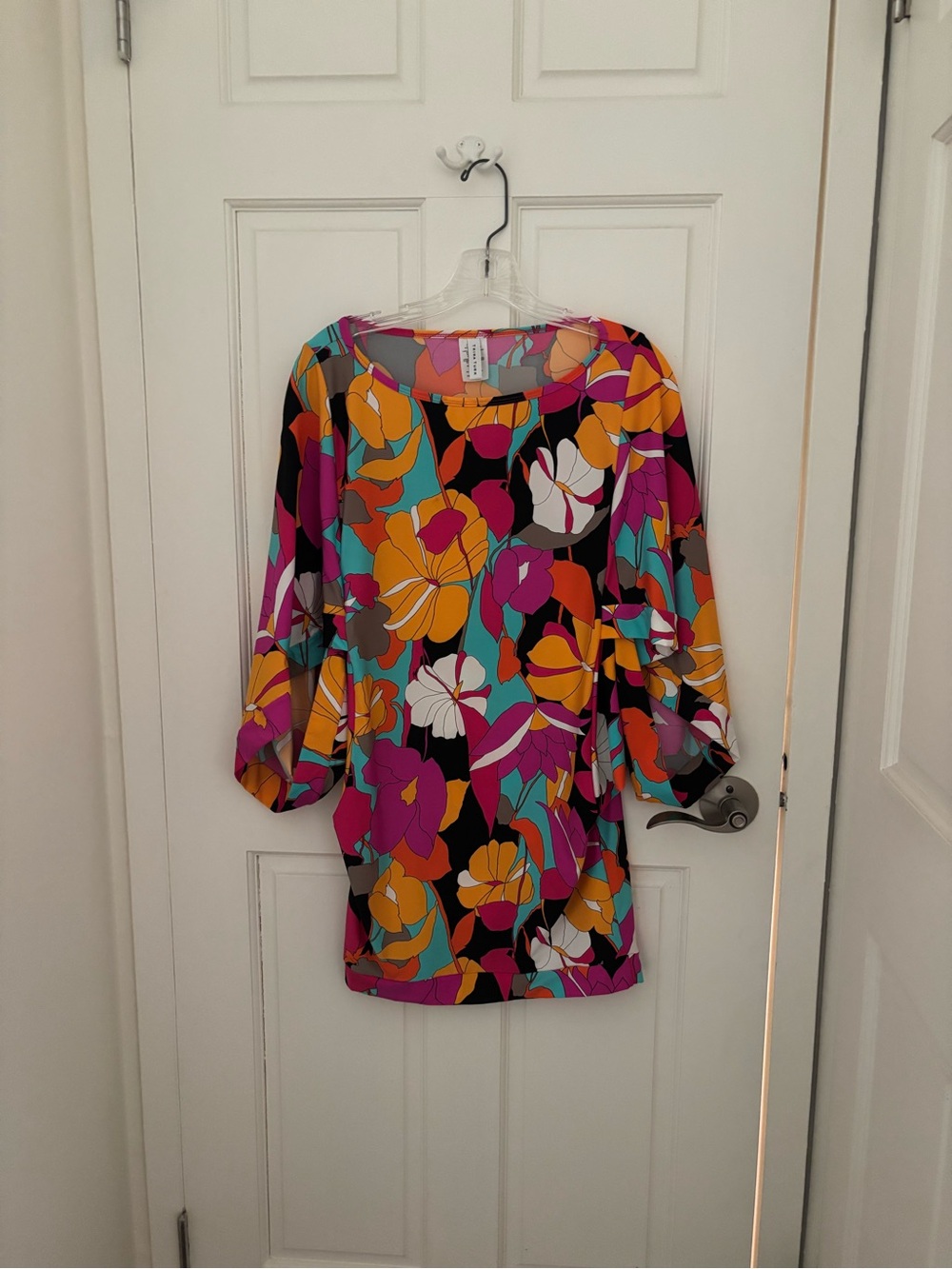 Trina Turk Multicolor Floral Scoop Neck Tunic - Pink, Yellow, Teal, Black